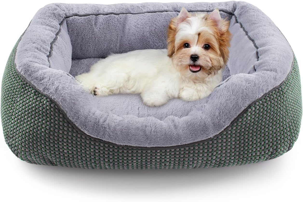 Medium Dog Beds for Medium Dogs Washable, Rectangle Dog Bed Medium Size Dog, Orthopedic Dog Bed, Warming Soft Calming Sleeping Puppy Bed Durable Pet Bed with Anti-Slip Bottom M(30"x24"x9")