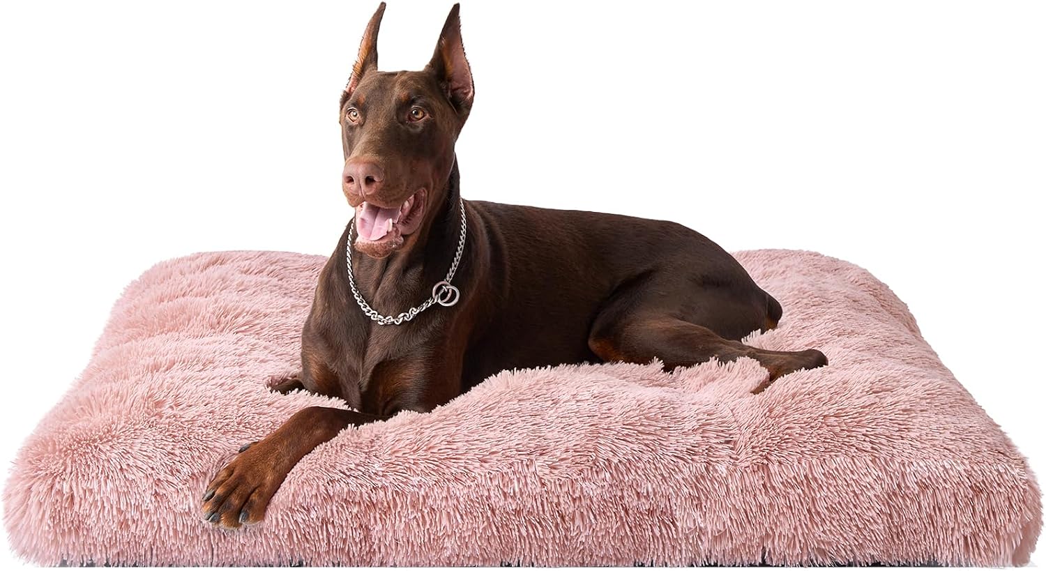 Fluffy Dog Crate Bed for Extra Large Dogs, Plush Faux Fur Pad, Calming Anti Anxiety XL Bed for Crate, Washable Soft Warm Dog Mat with Non-Slip Bottom, Grey