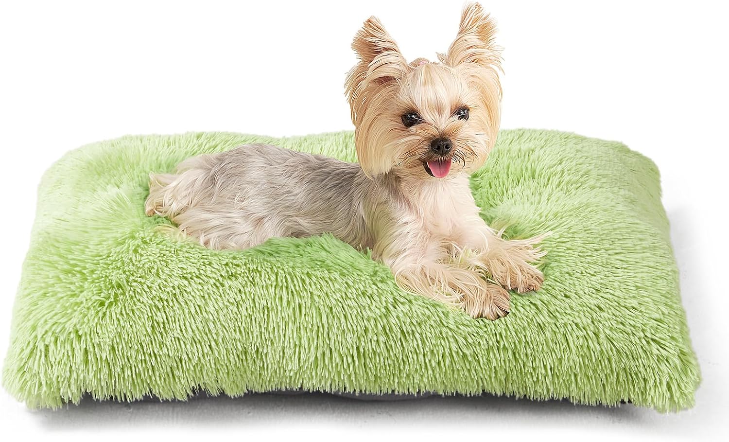 Fluffy Dog Crate Bed for Extra Large Dogs, Plush Faux Fur Pad, Calming Anti Anxiety XL Bed for Crate, Washable Soft Warm Dog Mat with Non-Slip Bottom, Grey