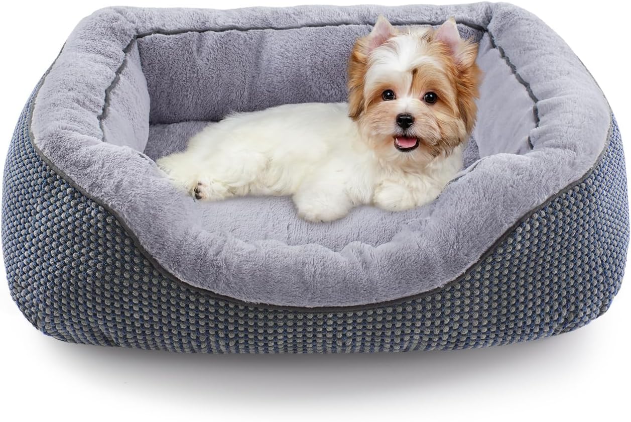 Medium Dog Beds for Medium Dogs Washable, Rectangle Dog Bed Medium Size Dog, Orthopedic Dog Bed, Warming Soft Calming Sleeping Puppy Bed Durable Pet Bed with Anti-Slip Bottom M(30"x24"x9")