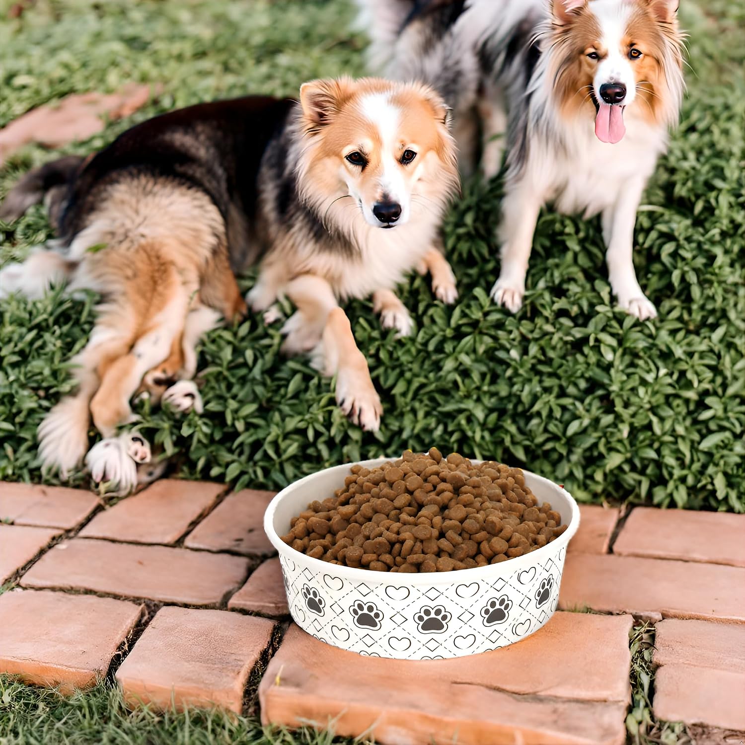 40Pcs Disposable Pets Bowls, 16 oz Paper Dog Food Bowl, Cute Foot Print Design Travel Cat Feeding Bowl for Small Dog Puppy Dry and Wet Food or Water
