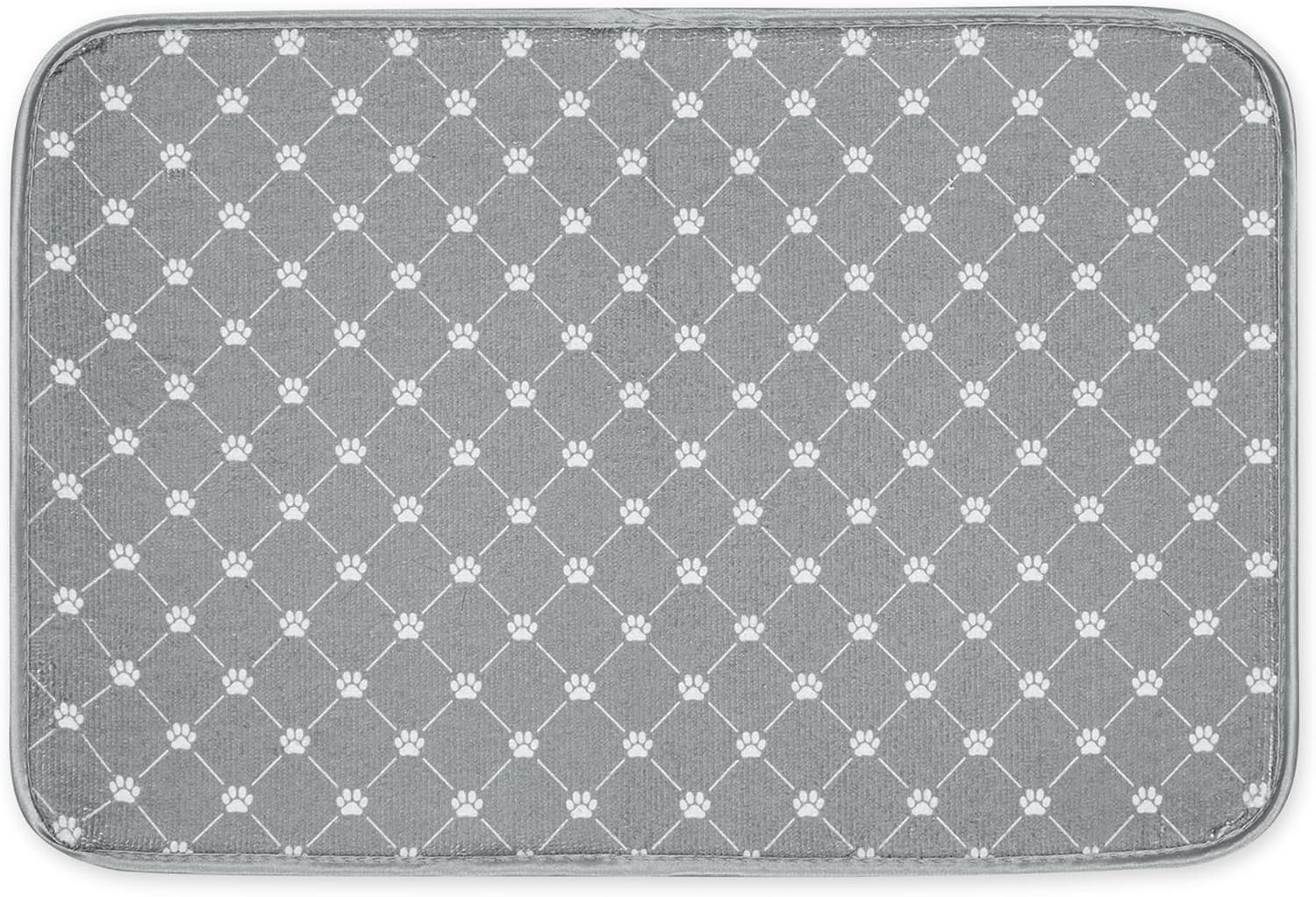 Machine Washable, Ultra Absorbent Pet Mat, 12x18, Gray Lattice