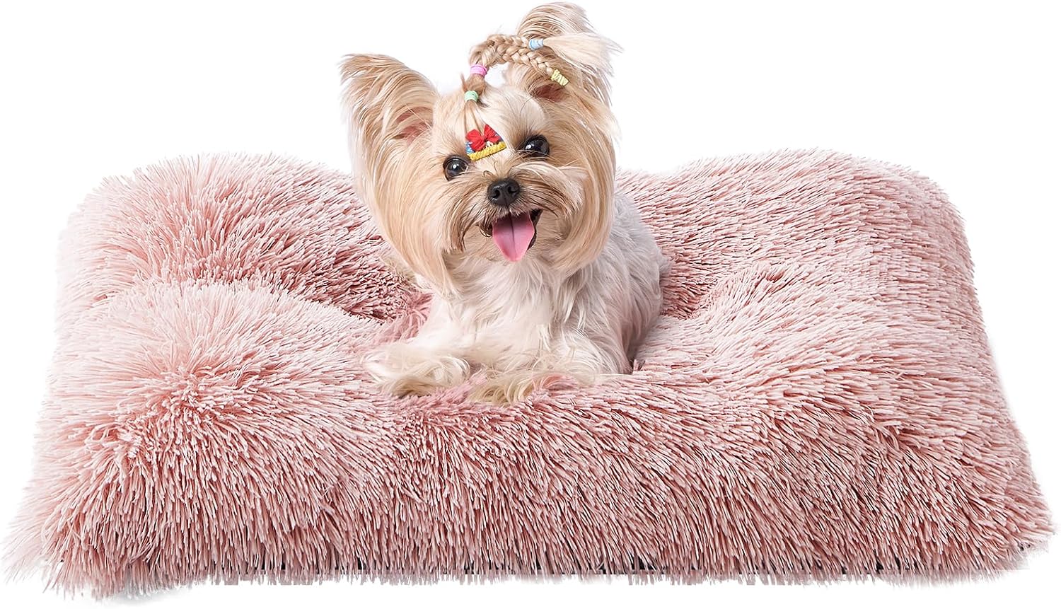 Fluffy Dog Crate Bed for Extra Large Dogs, Plush Faux Fur Pad, Calming Anti Anxiety XL Bed for Crate, Washable Soft Warm Dog Mat with Non-Slip Bottom, Grey