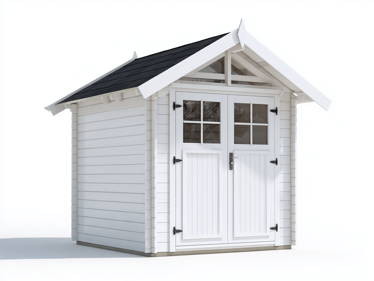 Abri de jardin - Bois-verre - 300 x 220 x 255 cm - Blanc - Style chalet-Domoynest