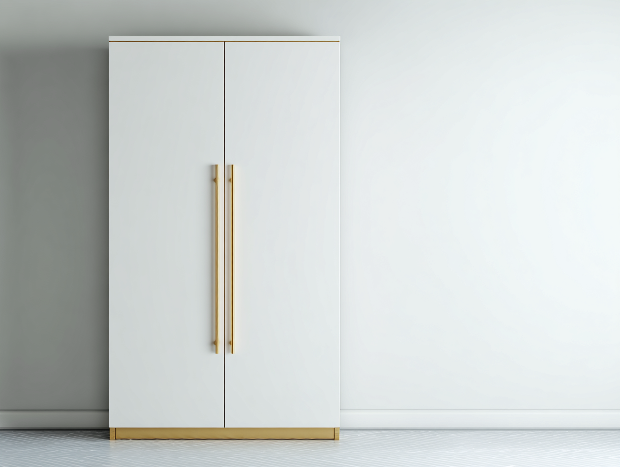Armoire-MDF-métal-100x55x200 cm-blanc-doré-style moderne-Domoynest