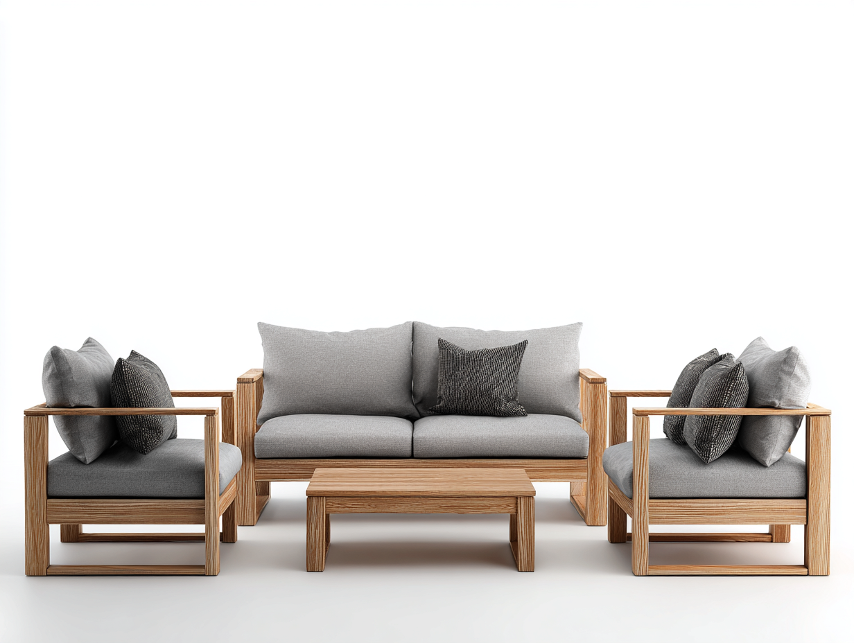 Canapé de jardin - Bois - Tissu - 200x82x75cm - Gris-Bois naturel - Design moderne-Domoynest