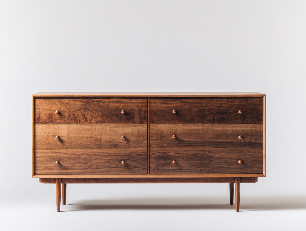 Commode-bois-168x46x82 cm-noyer-style rétro-Domoynest