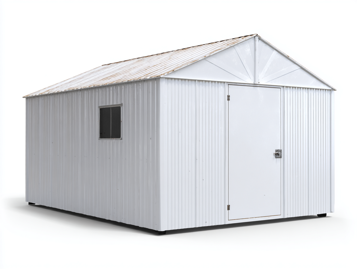Abri de jardin - Métal - 480 x 280 x 255 cm - Blanc - Style atelier-Domoynest