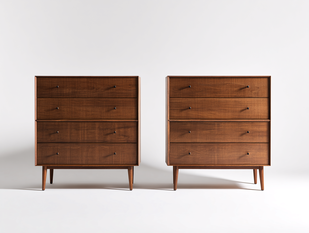 Commode-bois-96x45x94 cm-noyer-style scandinave rétro-Domoynest