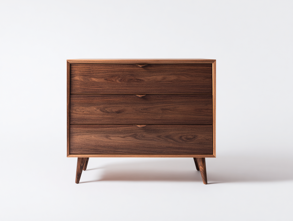 Commode-bois-110x45x85 cm-noyer-style milieu du siècle-Domoynest