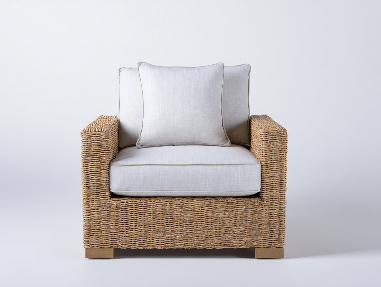 Fauteuil en rotin-rotin-tissu-bois-92x84x78 cm-naturel-écru-style bord de mer-Domoynest
