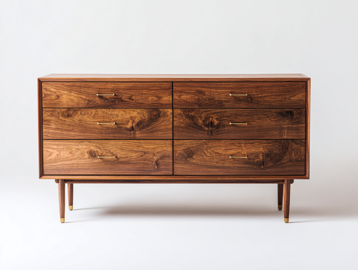 Commode-bois-150x45x80 cm-noyer-style scandinave rétro-Domoynest