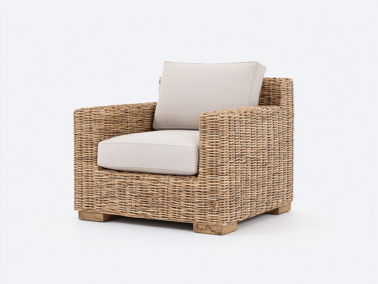 Fauteuil en rotin-rotin-tissu-bois-90x82x80 cm-naturel-crème-style naturel-Domoynest