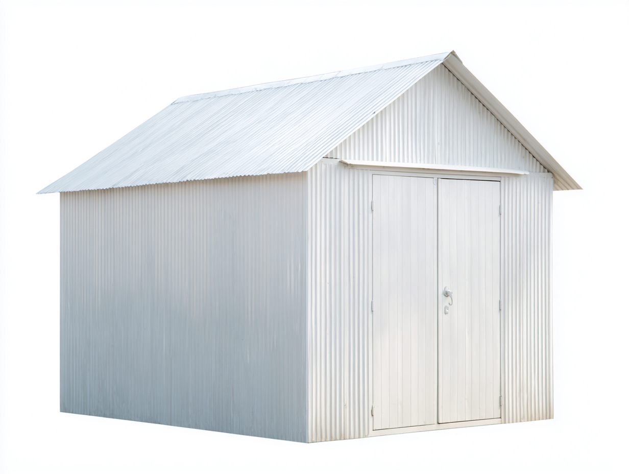 Abri de jardin - Métal - 430 x 260 x 250 cm - Blanc - Style grange-Domoynest