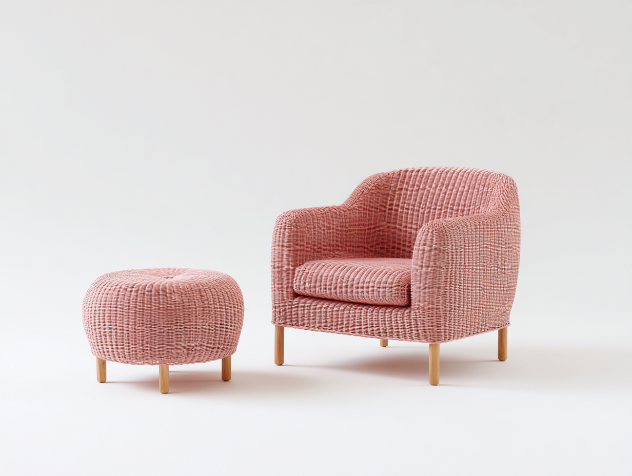 Fauteuil en rotin - rotin-bois - 84x78x74 cm - Rose-Bois naturel - contemporain-Domoynest