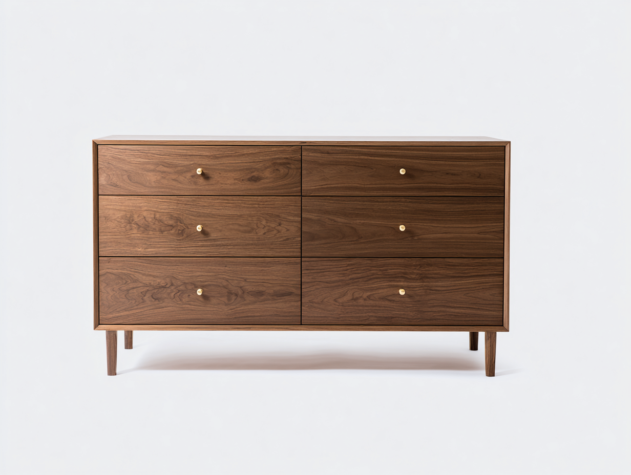 Commode-bois-160x46x83 cm-noyer-style minimaliste-Domoynest