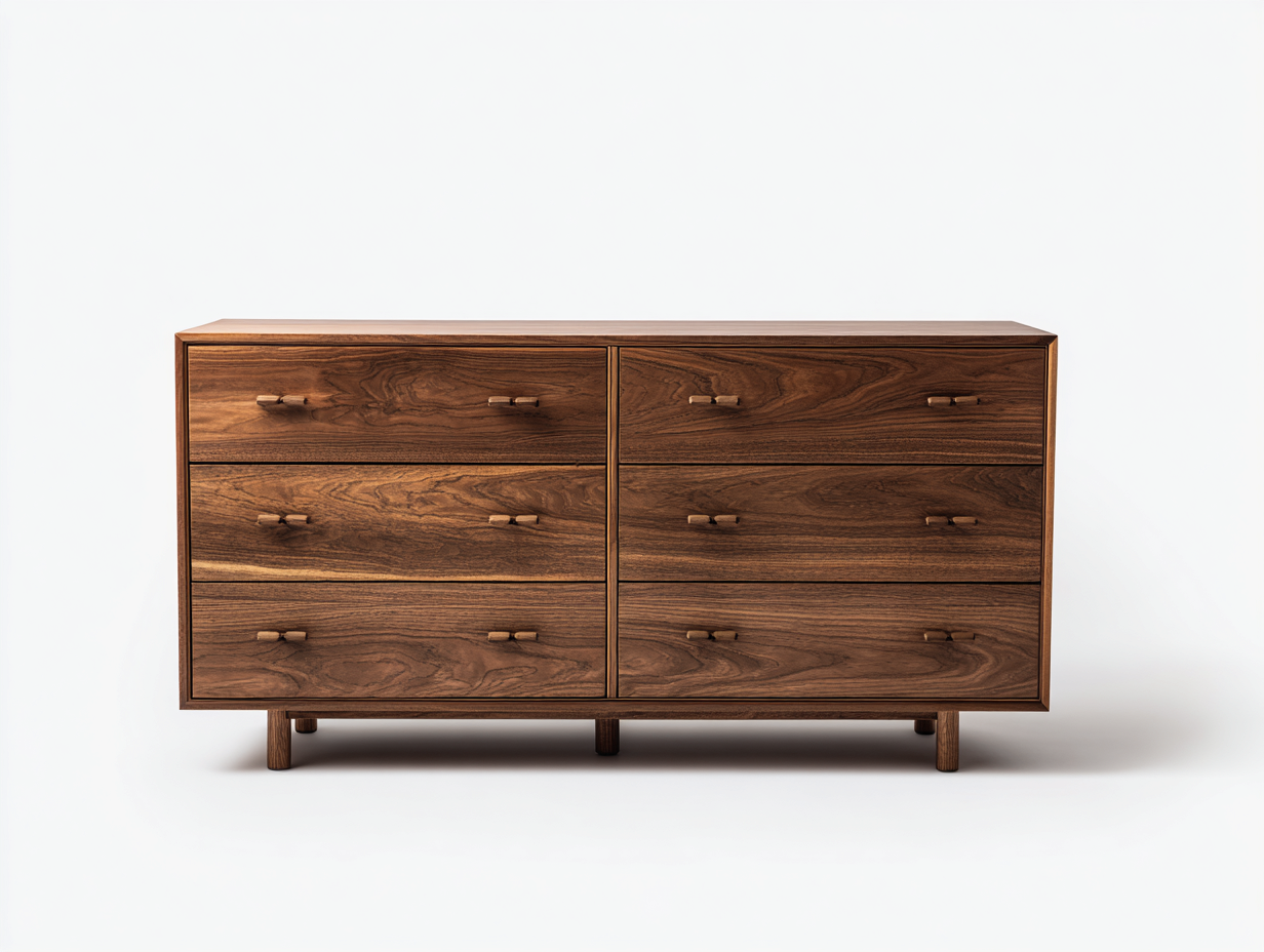 Commode-bois-168x47x82 cm-noyer-style scandinave rétro-Domoynest