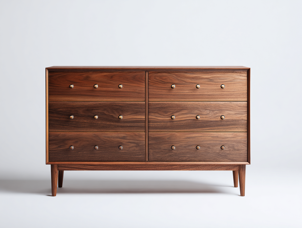 Commode-bois-170x46x83 cm-noyer-style milieu du siècle-Domoynest
