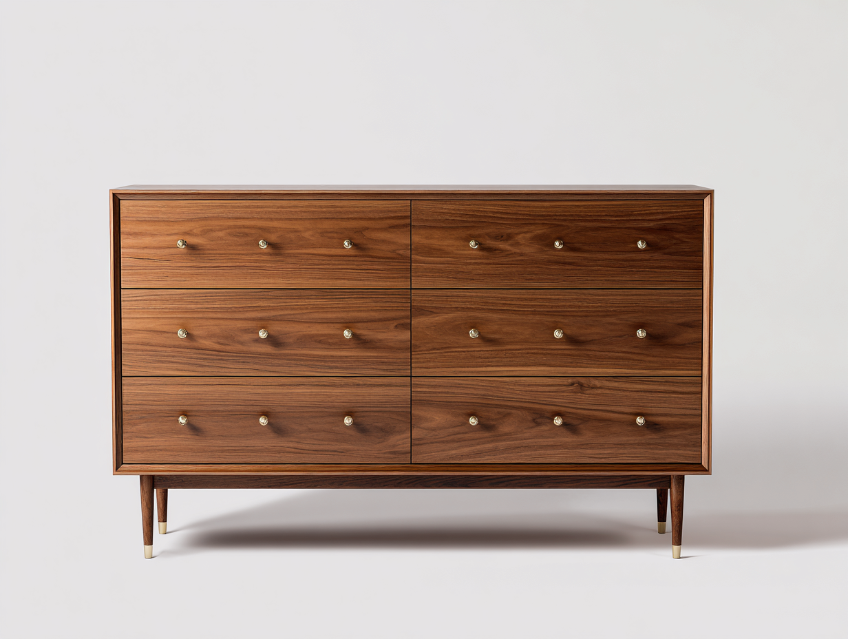 Commode-bois-172x46x84 cm-noyer-style milieu du siècle-Domoynest