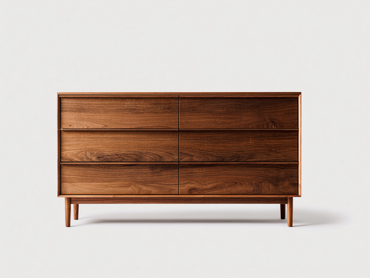 Commode-bois-150x45x80 cm-noyer-style rétro minimaliste-Domoynest