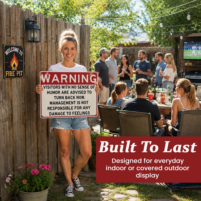 Warning: Humor Required Metal Sign