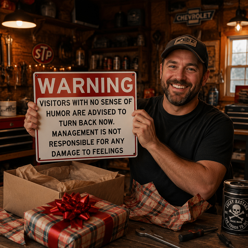 Warning: Humor Required Metal Sign