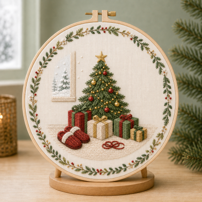 🔥Christmas Story Embroidery Kit Collection  12 Cozy Holiday Designs 🔥🎄Complete DIY Kit Display Stand Included