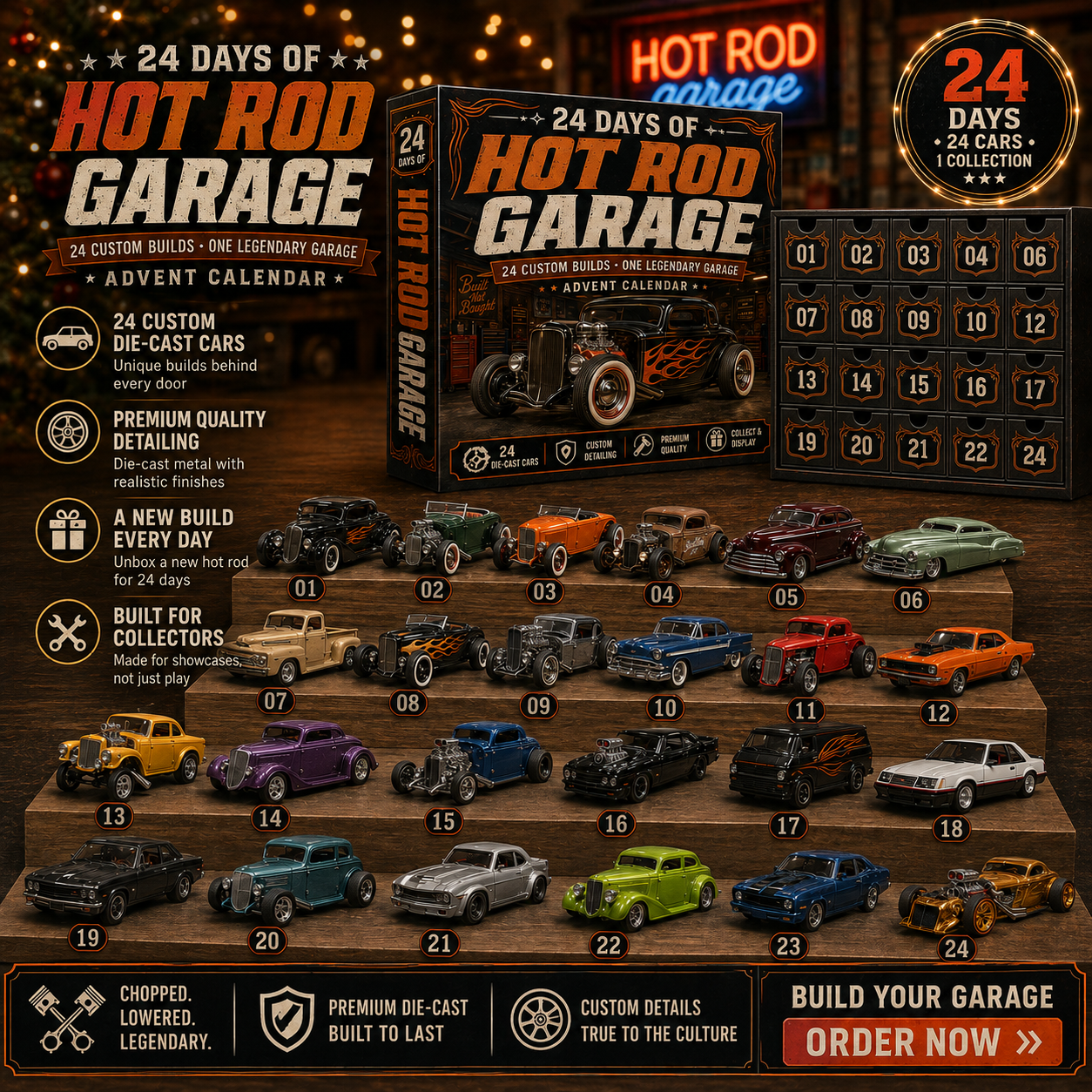 🚗🎁24 Days of American Car Legends Advent Calendar – 24 Collectible Rides for Car Lovers