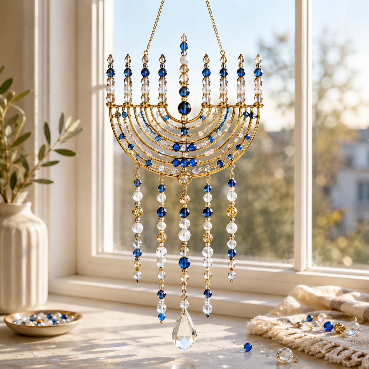 🕎 DIY Hanukkah Beaded Suncatcher Kit  Create Your Own Festival of Lights Window Décor