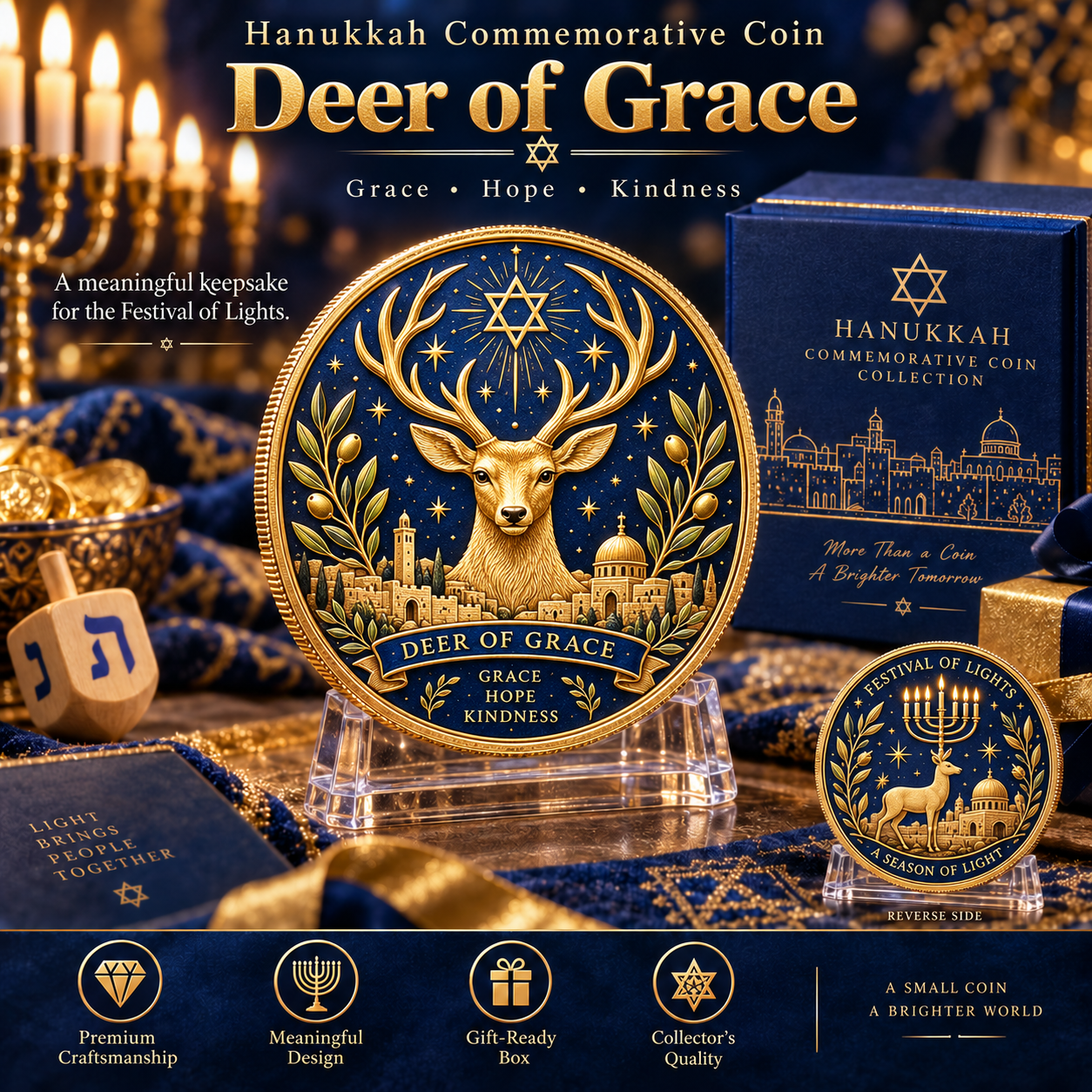 🕎 Eight Symbols of Light – 8-Piece Hanukkah Commemorative Coin Collection