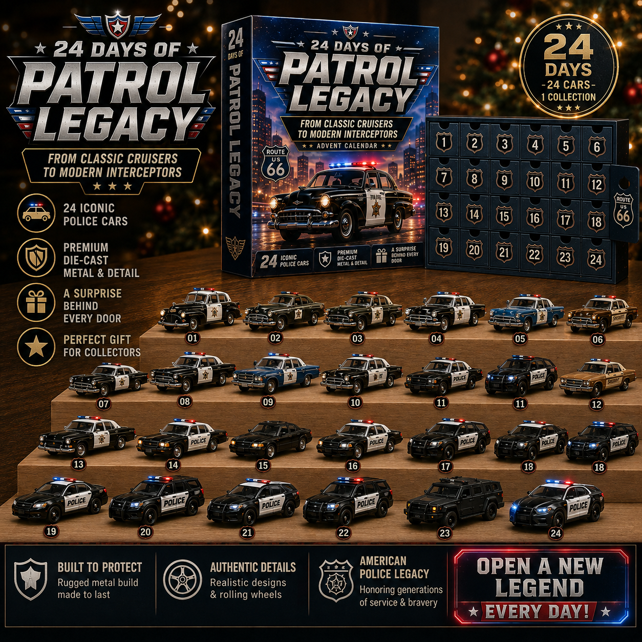 🚗🎁24 Days of American Car Legends Advent Calendar – 24 Collectible Rides for Car Lovers
