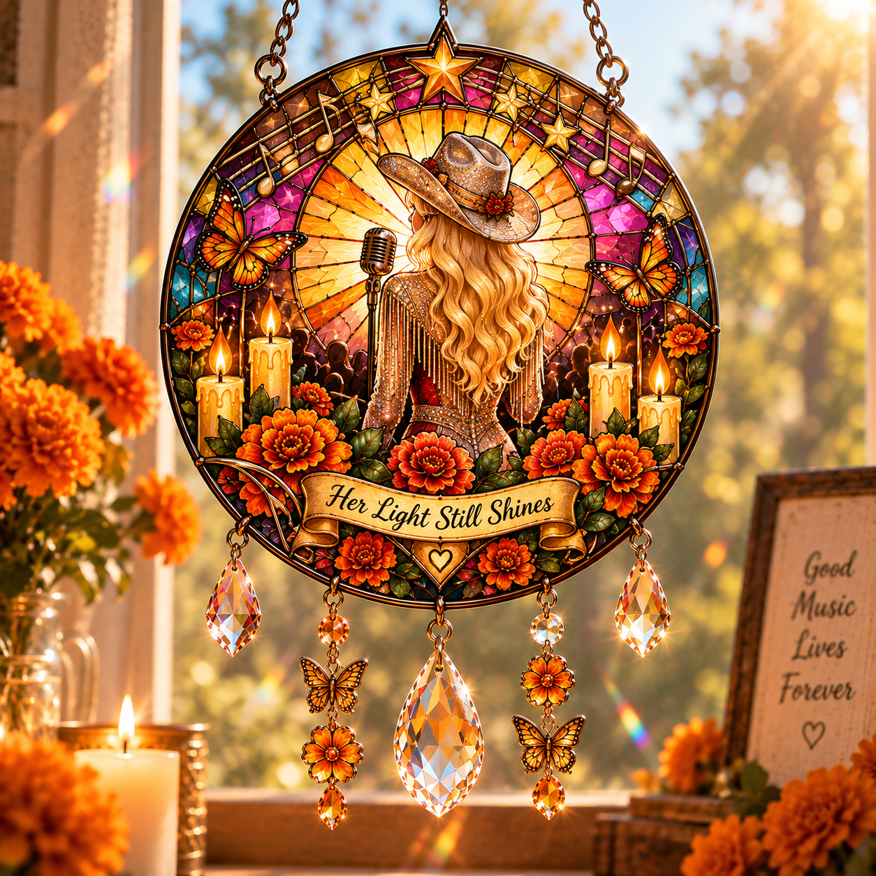 🌼 Country Soul Remembrance Suncatcher Collection – Music, Memory & Light Keepsake