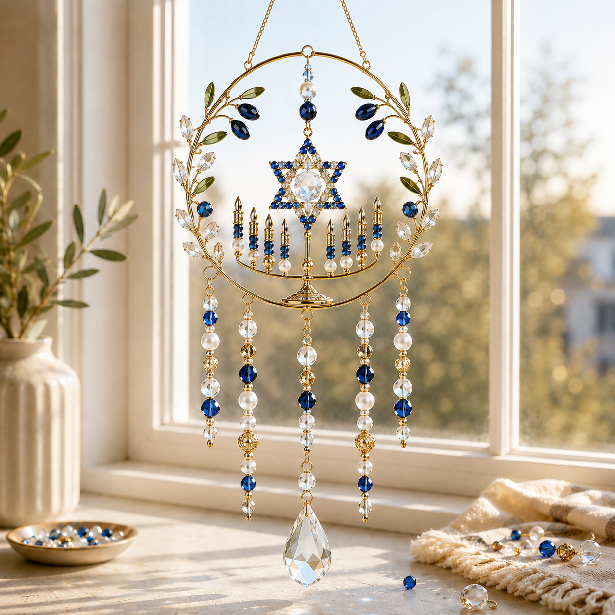 🕎 DIY Hanukkah Beaded Suncatcher Kit  Create Your Own Festival of Lights Window Décor