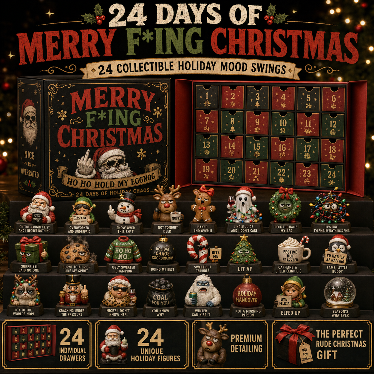 ⏳ Last Day 49% OFF – 😂24 Days of Savage Attitudes Advent Calendar Collection 24 Days • 24 Bad Moods • 24 Hilarious Surprises