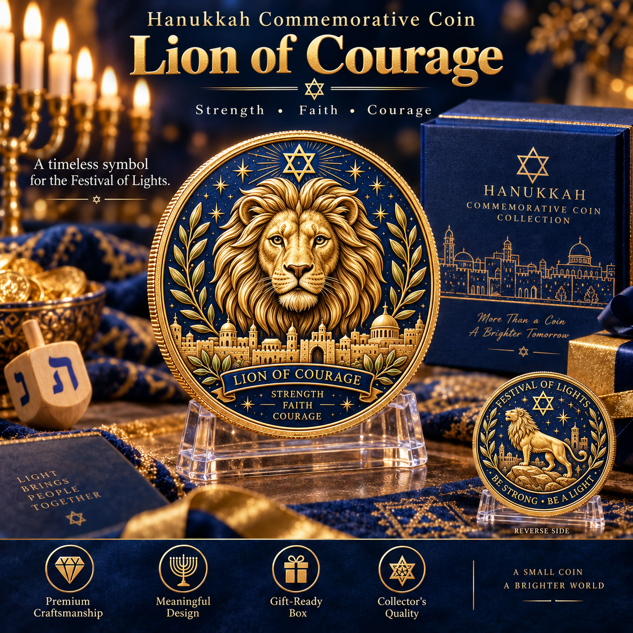 🕎 Eight Symbols of Light – 8-Piece Hanukkah Commemorative Coin Collection