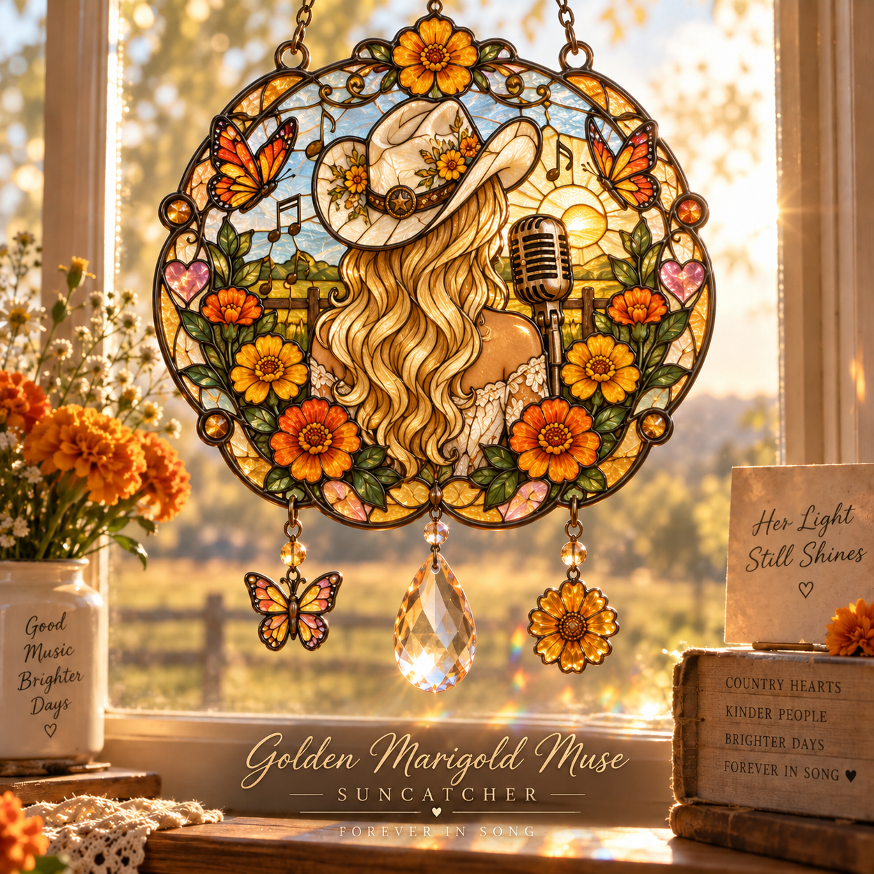 🌼 Country Soul Remembrance Suncatcher Collection – Music, Memory & Light Keepsake
