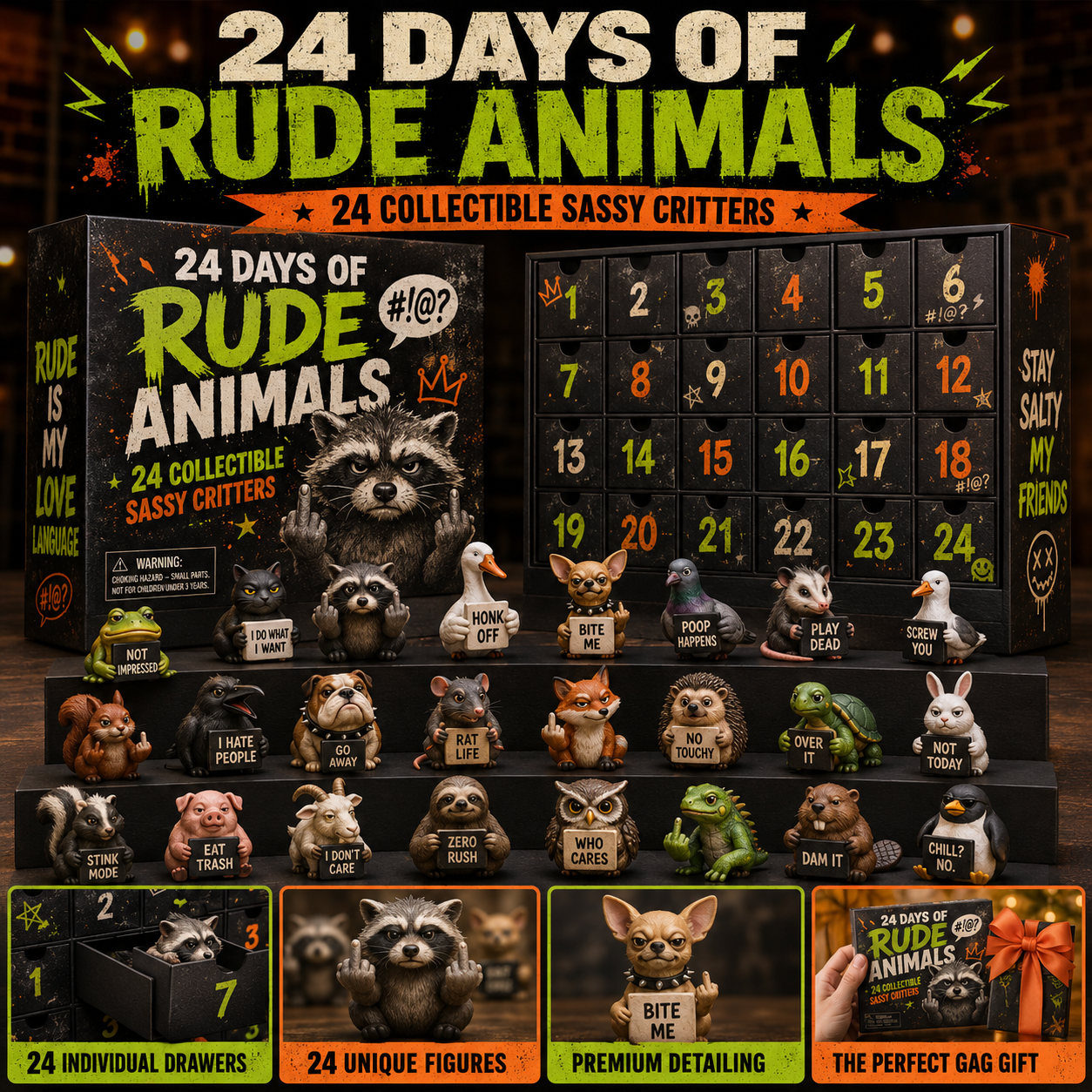 ⏳ Last Day 49% OFF – 😂24 Days of Savage Attitudes Advent Calendar Collection 24 Days • 24 Bad Moods • 24 Hilarious Surprises