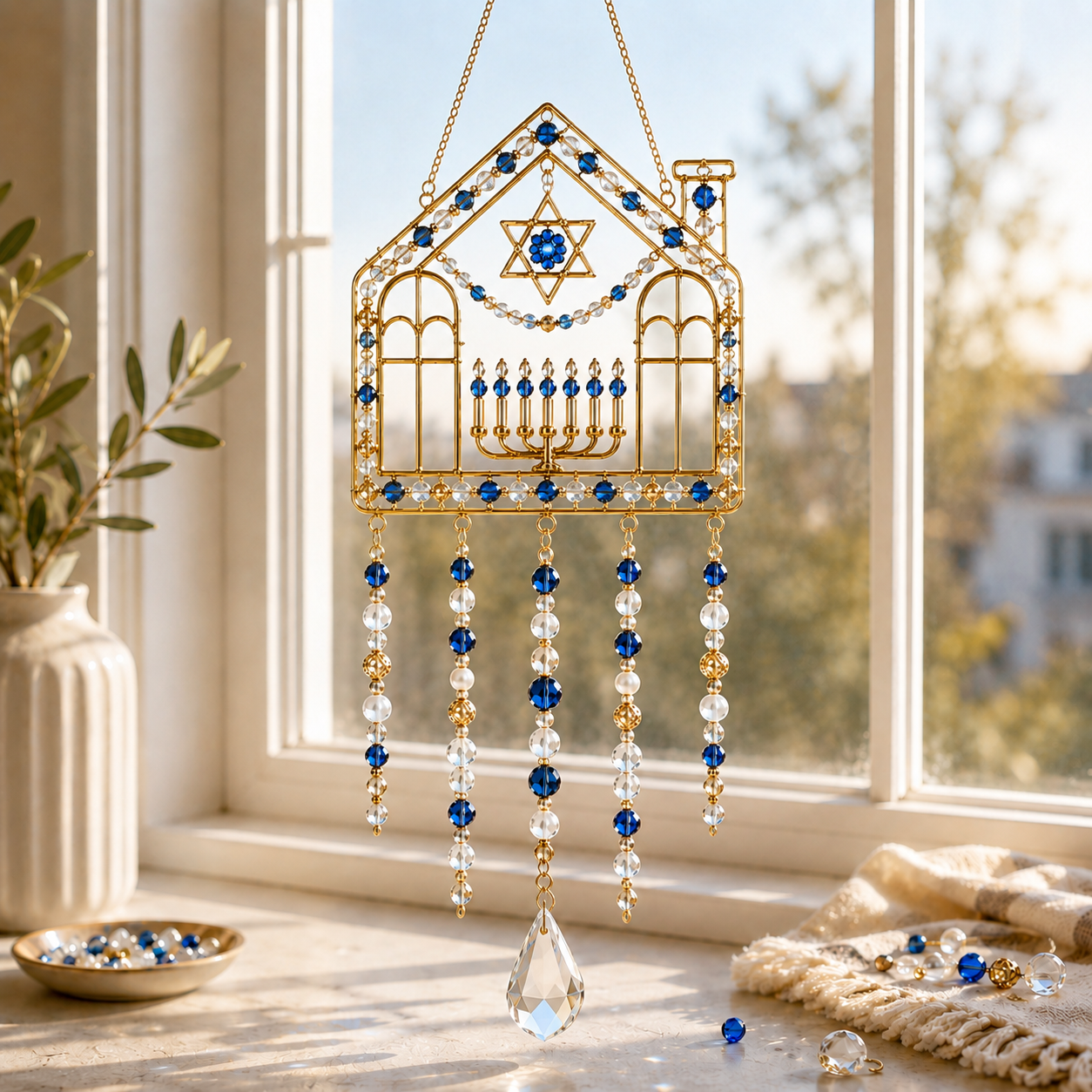 🕎 DIY Hanukkah Beaded Suncatcher Kit  Create Your Own Festival of Lights Window Décor