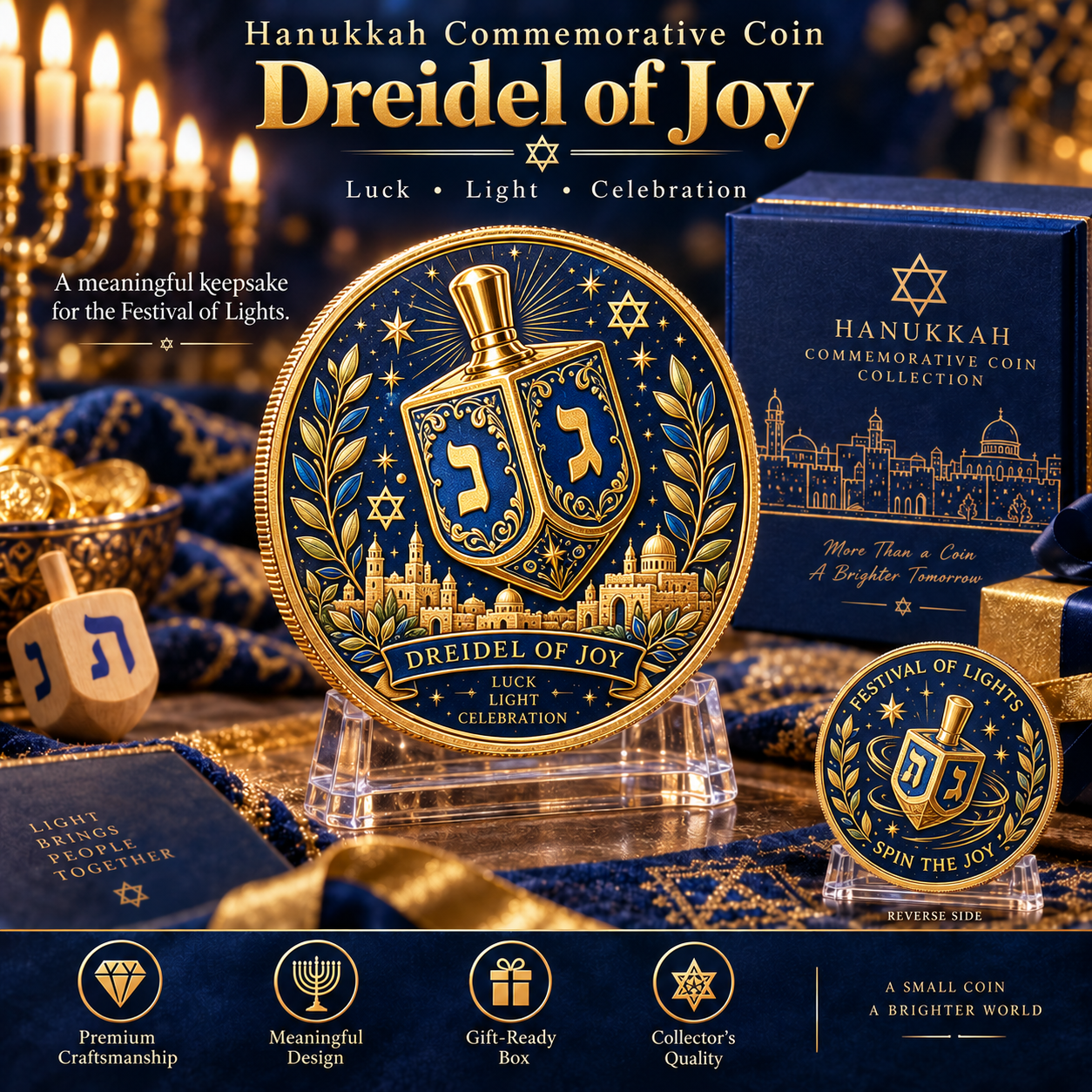 🕎 Eight Symbols of Light – 8-Piece Hanukkah Commemorative Coin Collection