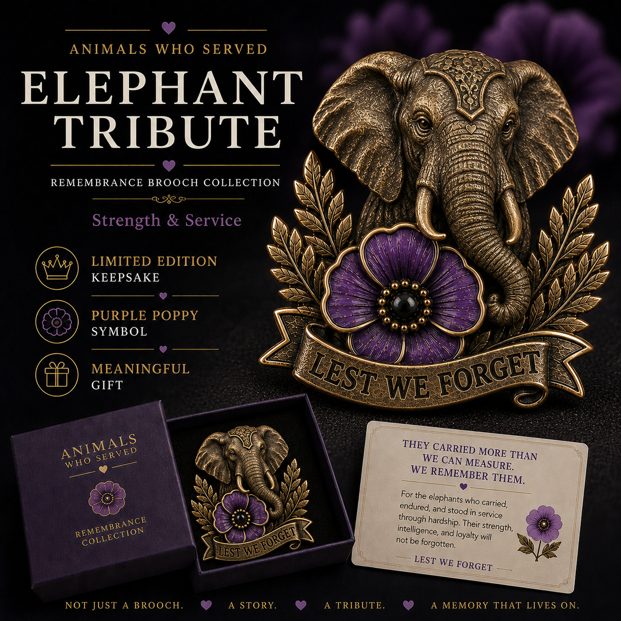 🔥Last Day BUY 3 GET 1 FREE⏳ Last Day 50% OFF – Animals Who Served – Purple Poppy Remembrance Brooch Collection  
