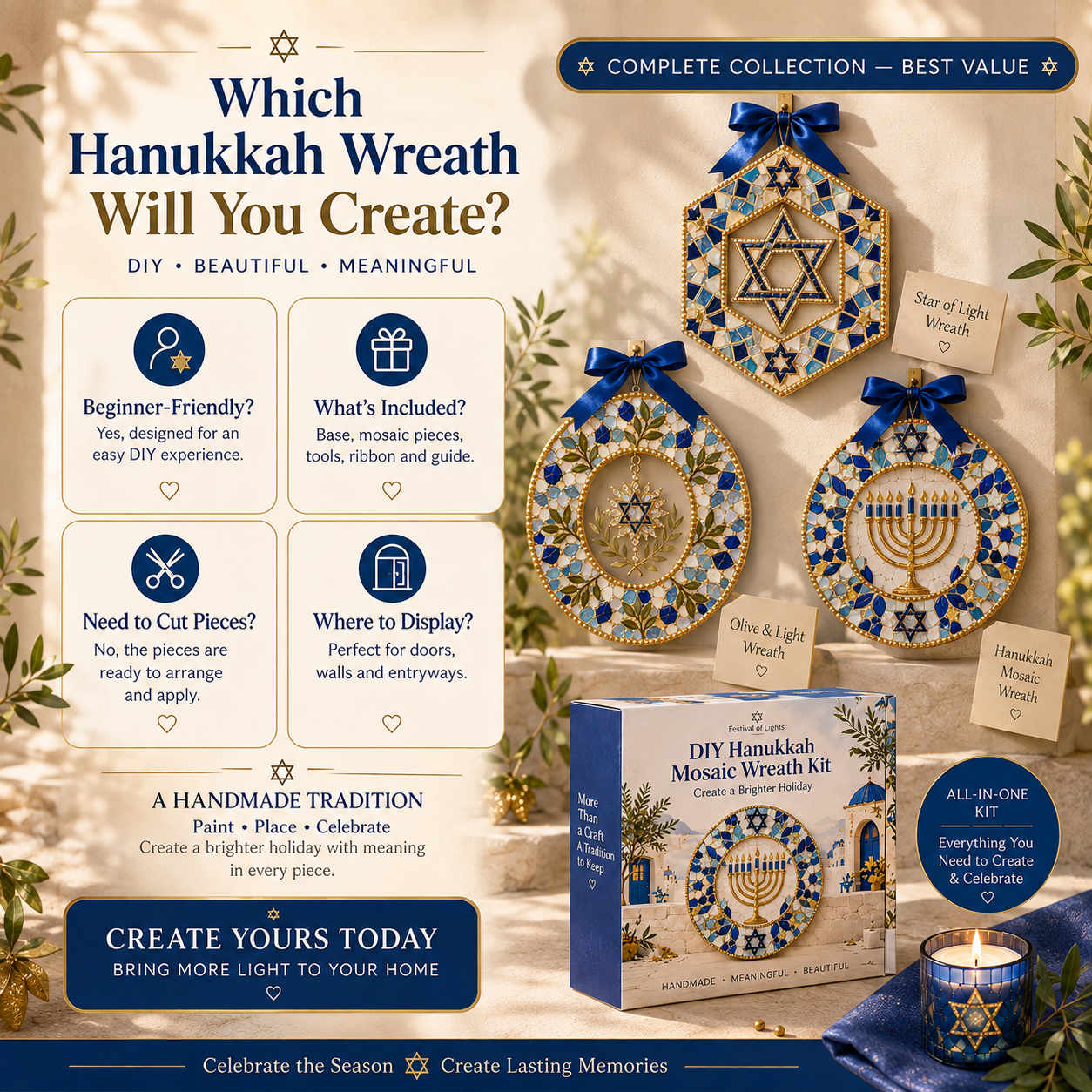 Hanukkah Mosaic Wreath Collection