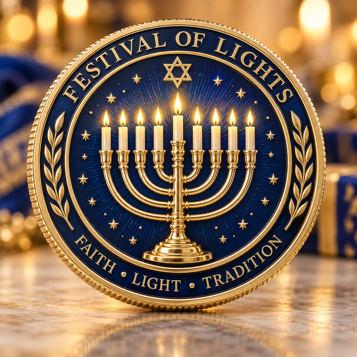 🕎 Hanukkah Commemorative Coin – Festival of Lights Keepsake Gift with Premium Display Box