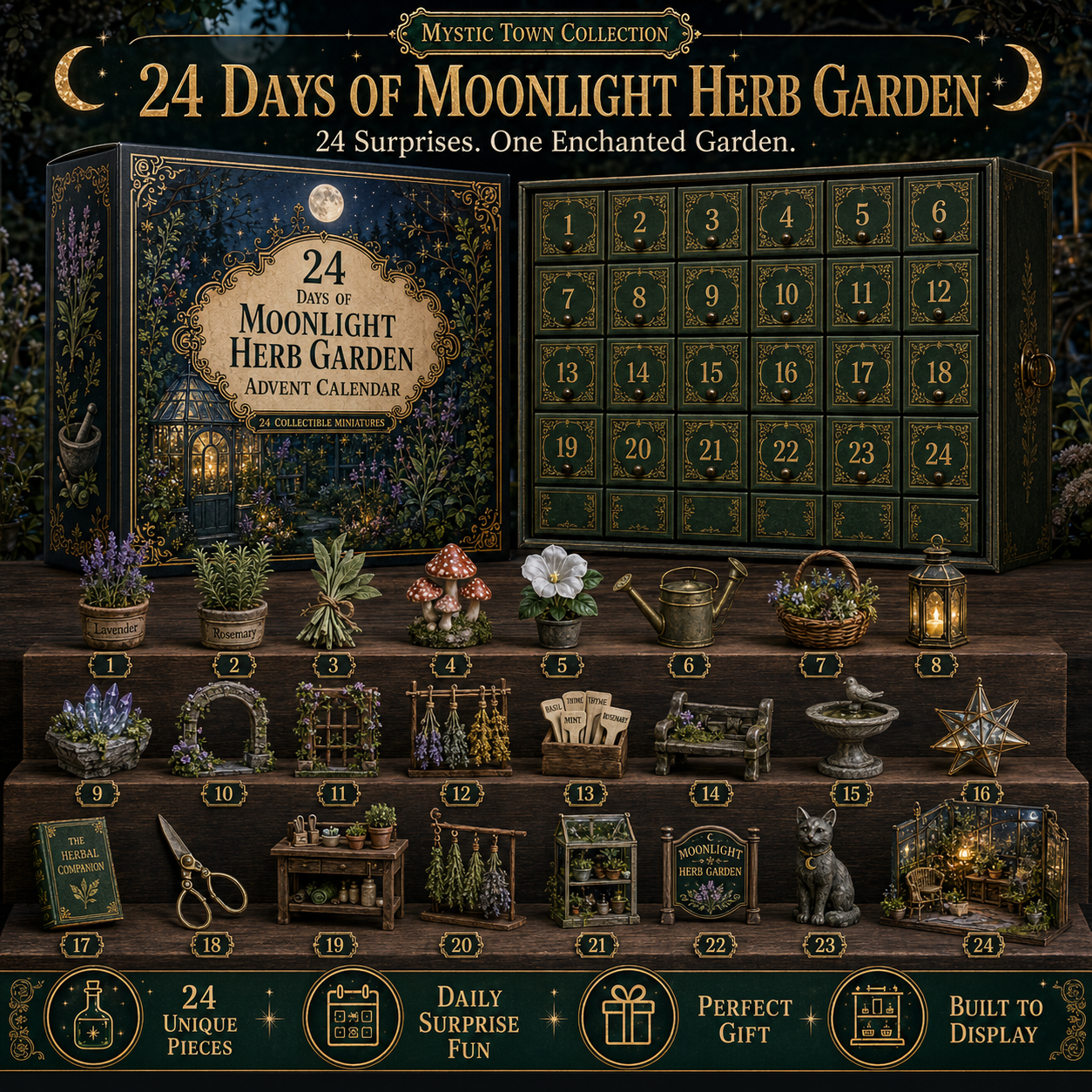✨ Mystic Town Advent Calendar Collection – 4 Enchanted Worlds, 96 Tiny Surprises  Build Your Own Magical Town, One Day at a Time