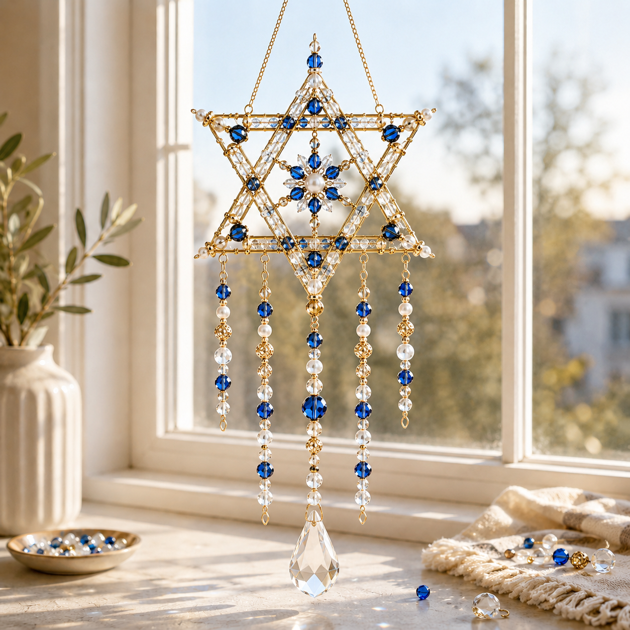 🕎 DIY Hanukkah Beaded Suncatcher Kit  Create Your Own Festival of Lights Window Décor