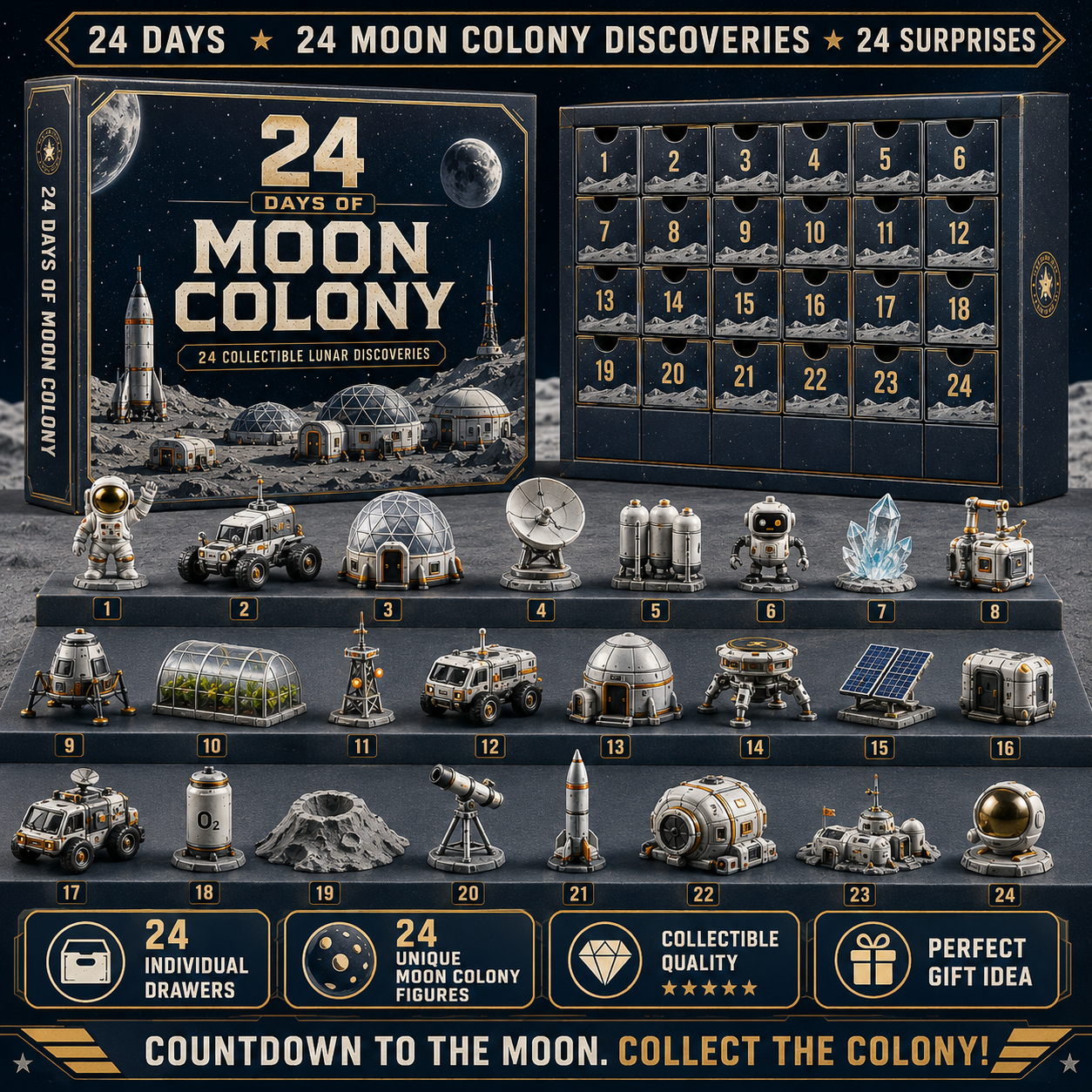 🚀 24 Days of Retro Cosmic Adventures Advent Calendar Collection – 24 Unique Collectibles in Every Set