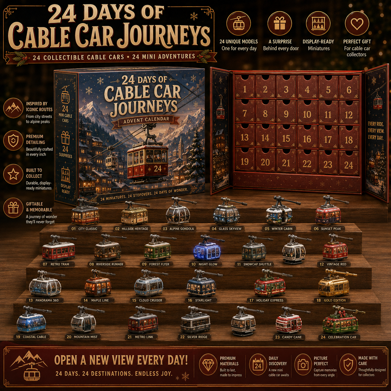 ⏳ Last Day 50% OFF –🎪 24 Days of Wild & Unusual Rides Advent Calendar Collection – 24 Collectible Mini Rides in Every Set