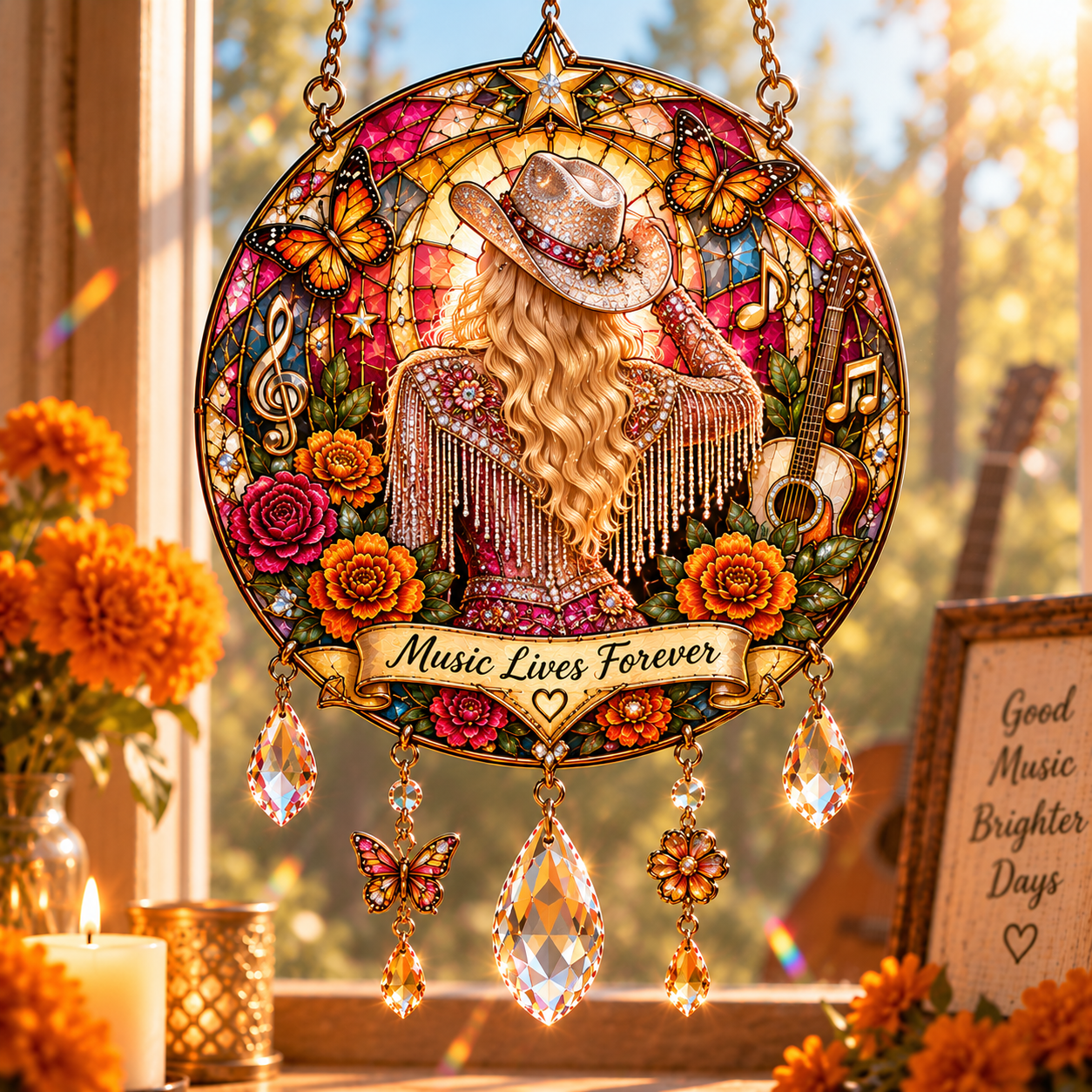 🌼 Country Soul Remembrance Suncatcher Collection – Music, Memory & Light Keepsake