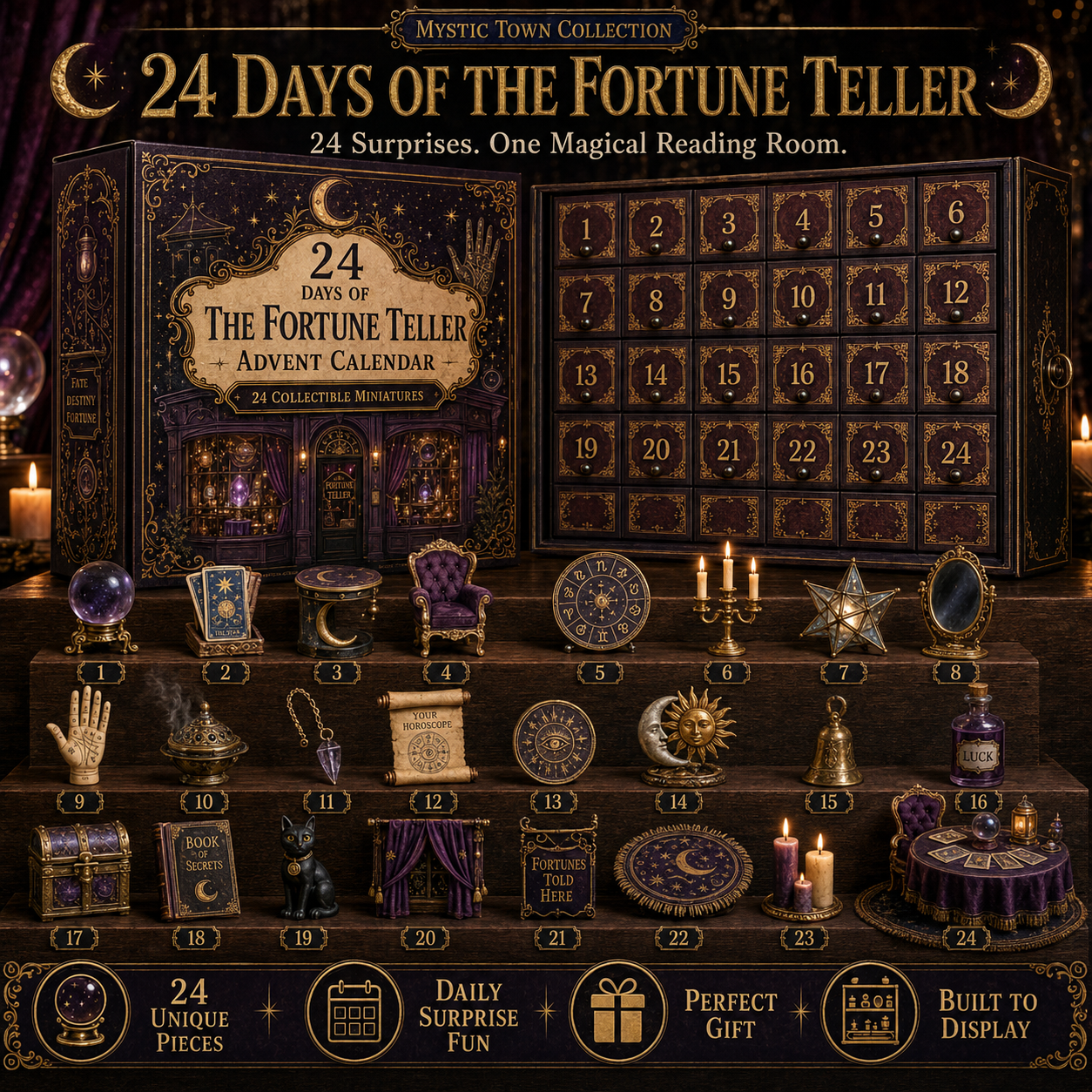 ✨ Mystic Town Advent Calendar Collection – 4 Enchanted Worlds, 96 Tiny Surprises  Build Your Own Magical Town, One Day at a Time