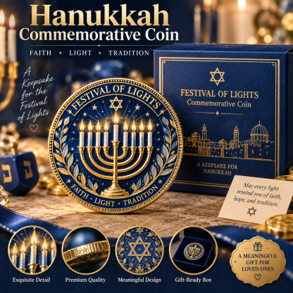 🕎 Hanukkah Commemorative Coin – Festival of Lights Keepsake Gift with Premium Display Box