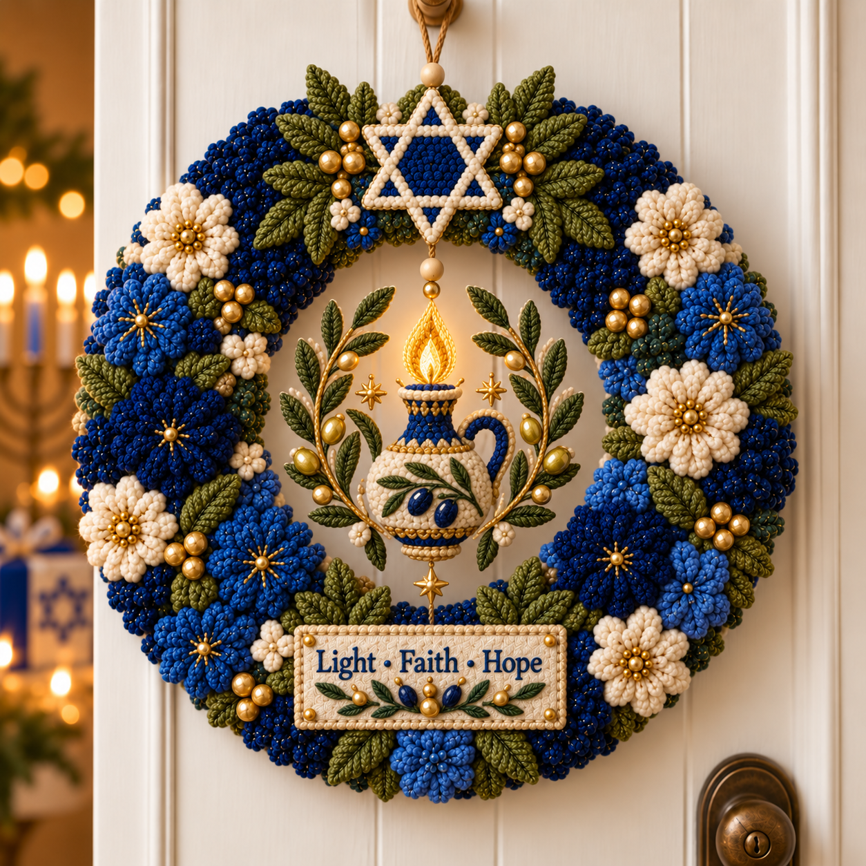 🕎 DIY Hanukkah Punch Needle Wreath Kit